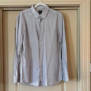 Boss White and Blue Checkered Casual Shirt